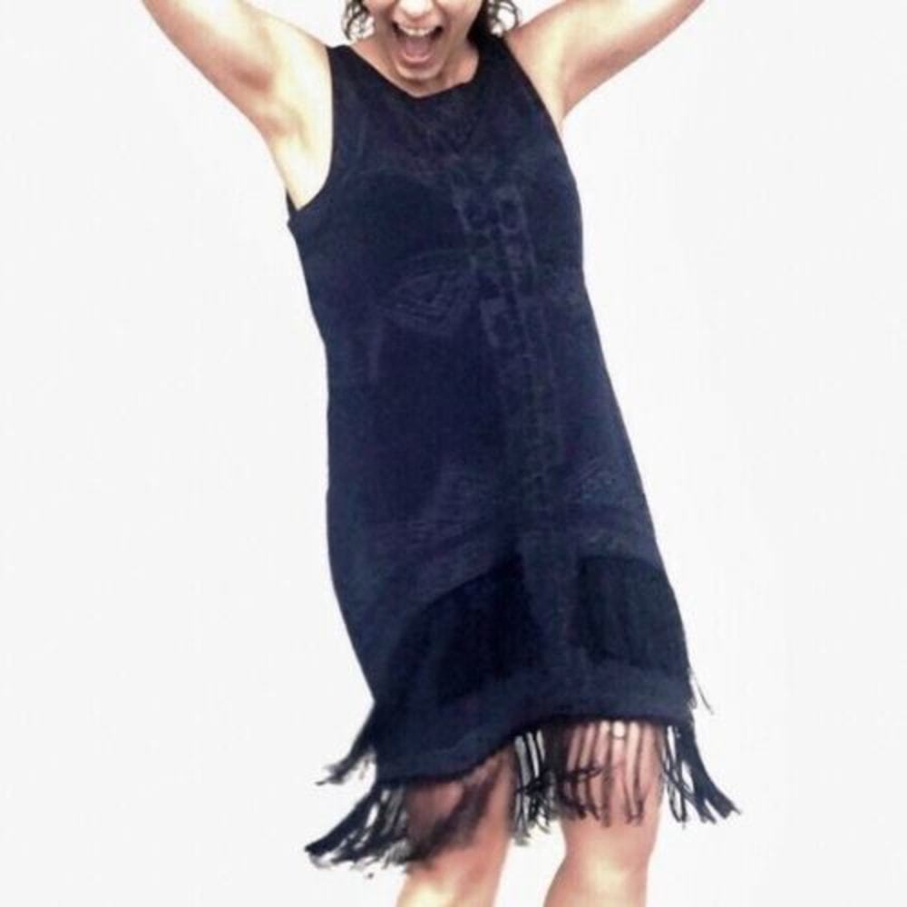 ANTHRO Staring At Stars Embroidered Fringe Dress